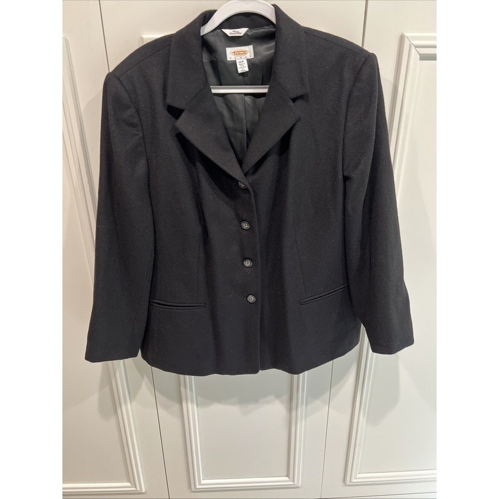 Vintage Talbots Pure Camel Hair Black Blazer Jacket Size 18W Minimalist Luxury